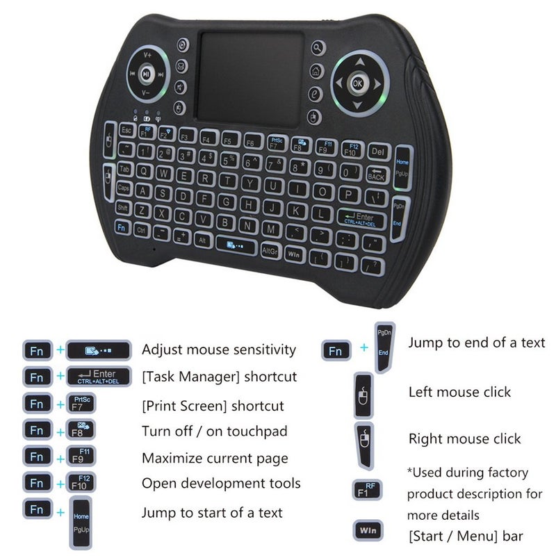 Upvivi Backlit Mini Keyboard,2.4GHz Wireless Mini Keyboard with Touchpad Mouse Handheld Remote Control for PC, Raspberry Pi 2, Pad, Smart TV, Android TV Box - Image 5